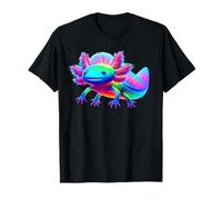 Colorido Axolotl Fantasy Art Vibrante Rainbow Anfibio Camiseta