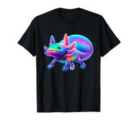Colorido Axolotl Fantasy Art Vibrante Rainbow Anfibio Camiseta