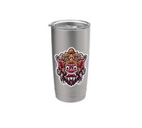 Colorido Barong Mascarilla Bali Indonesia Mitología Suvenir Vaso térmico de acero inoxidable de doble pared