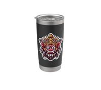 Colorido Barong Mascarilla Bali Indonesia Mitología Suvenir Vaso térmico de acero inoxidable de doble pared