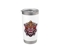 Colorido Barong Mascarilla Bali Indonesia Mitología Suvenir Vaso térmico de acero inoxidable de doble pared