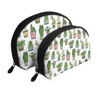 Colorido Bastante suculento, Bolsa de Maquillaje de Concha, Monedero pequeño para Mujer, Bolsa de artículos de tocador, Bolsa de cosméticos, 2 Piezas