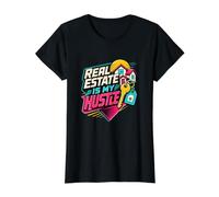 Colorido Bienes Raíces Es Mi Cita De Hustle Camiseta gráfica económica, Mujer, Negro, S