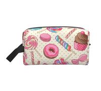 Colorido bolso colgante de maquillaje con diseño de rosquillas, magdalenas, donas, de viaje, de gran capacidad, organizador versátil para mujeres y hombres