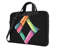 Colorido bolso cruzado con estampado de rombos para laptop, fácil de usar cuando viajas por negocios, NEGRO, 13 inch