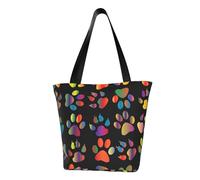 Colorido bolso de hombro funcional con estampado de pata de perro, cómodo bolso cruzado moderno para correr, viajes y salidas