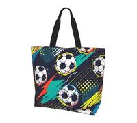 Colorido bolso de mano de fútbol para mujer, bolso de hombro para deporte, bolsas de compras, resistente al agua, bolso grande con bolsillo interior para trabajo, viajes, escuela