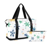Colorido bolso de viaje grande con correa ajustable para viajes de negocios, gran capacidad, color blanco nieve, Colorida Navidad Blancanieves, 1 size