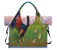 Colorido bolso deportivo de pollo, con compartimento para zapatos, gallo, animales, fin de semana, bolsa de equipaje para gimnasio, yoga, viajes, color, L, Bolsa de viaje