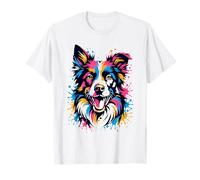 Colorido Border Collie Pop Art Retro Splash Paint Artwork Camiseta