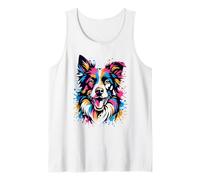 Colorido Border Collie Pop Art Retro Splash Paint Artwork Camiseta sin Mangas