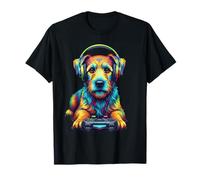 Colorido Border Terrier Video Game Gamer Dog Zoo Design Camiseta