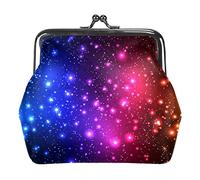 Colorido Brillo Cielo Estrellado Galaxia Monedero Vintage Bolsa Hebilla Bolso de Mano Kiss-Lock Cambio Monedero Cierre de Broche Carteras para Mujer Chica