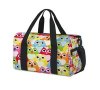 Colorido búho deportivo bolsas de lona para niños, niñas, niños, mujeres y hombres, lindo pájaro durante la noche, fin de semana, bolsa de viaje, bolsa de transporte para gimnasio, bolsas de lona