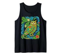 Colorido búho Tropical Hawaiano Floral Animal Verano Vibraciones Camiseta sin Mangas