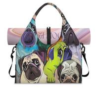 Colorido bulldog bolsa deportiva con compartimento para zapatos, lindo bulldog francés, fin de semana, bolsa de equipaje para cabina, gimnasio, yoga, viajes, color, L, Bolsa de viaje