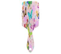 Colorido Butterfly Garden - Peine de aire rosa, cepillo desenredante de cabello, cepillo antiestático, cepillo moderno para el cabello