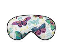 Colorido Butterfy and Flowers Sleep Mask Night Cover Eye para Mujeres Hombres BlockLight para avión Viajes Siesta Correa ajustable