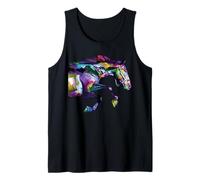 Colorido Caballo Corriendo Arte para los Amantes Caballos domesticar Animales Camiseta sin Mangas
