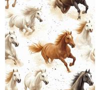 Colorido Caballo Papel de Pared Autoadhesivo Acuarela Animal Pelar y Pegar Papel Pintado Adhesivo Impermeable Mate Removible Wallpaper para Dormitorio Muebles Armario Pared Salon Pegatina 0.4x10 m