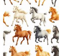 Colorido Caballo Papel Pintado Autoadhesivo Acuarela Animal Pelar y Pegar Papel de Pared Adhesivo Muebles Mate Removible Impermeable Wallpaper Decorar Pared Salon Dormitorio Cocina Pegatina 0.3x3 m