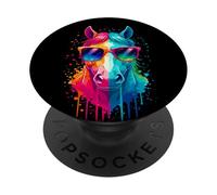 Colorido Caballo Que Lleva Gafas de Sol EDM Rave Paint Drip Design PopSockets PopGrip Adhesivo