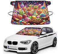 Colorido Candy Country con piruletas, funda para parabrisas de coche con estampado de chocolate para hielo y nieve, ajuste universal para la mayoría de los coches, protector de hielo multifuncional