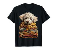 Colorido caniche descansando con Hojas de otoño Acogedor Perro de otoño Camiseta