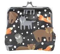 Colorido cartera de piel para mujer, diseño de animales del bosque, para cambio de tarjeta, para monedas, Woodland Animals Black, UNITALLA, Woodland Animals Black, UNITALLA, Classic
