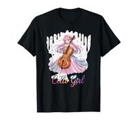 Colorido Cello Chica Anime Amante de la Música Camiseta