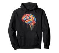 Colorido Cerebro Anatomía Abstracto Goteo Arte Sudadera con Capucha