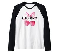 Colorido Cherry Pop Art Retro Cute Summer Graphic Camiseta Manga Raglan