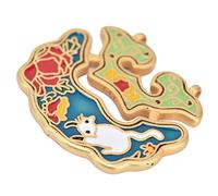 Colorido Colgante de Candado Artesanal, Colgante de Candado de la Paz, Moderno Oro de 24 Quilates para Uso Diario para Bodas(Cerradura de deseo de gato blanco)