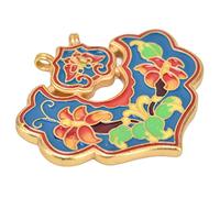 Colorido Colgante de Candado Artesanal, Colgante de Candado de la Paz, Moderno Oro de 24 Quilates para Uso Diario para Bodas(Bloqueo de libélula de crisantemo)
