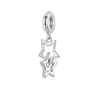 Colorido colgante de estrella de los deseos de plata de ley para pulsera Pandora Charm para mujer, Nein., Plata de ley, No.