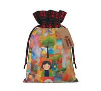 Colorido Collage Moda Único Reutilizable Cordón Regalo Bolsa Para Vacaciones Y Ocasiones Especiales