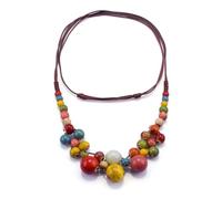 Colorido collar de cuentas gruesas para mujer, collares grandes de cuentas de cerámica hippie para mujer, bohemio, moderno, bohemio, elegante, acrílico, irregular, colgante largo para verano y playa