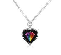 Colorido collar de urna de diamantes LGBT para cenizas, colgante de corazón, collar conmemorativo de cremación para mascotas