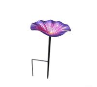 Colorido comedero para pájaros y decoración de jardín de baño, estación de riego de abeja en forma de flor con estaca de tierra para patio al aire libre, cuidado de la vida silvestre, rosa roja