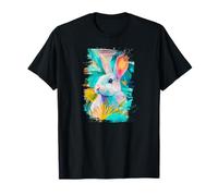 Colorido Conejo Naturaleza Plantas Retrato Arte Regalo Mascota Camiseta