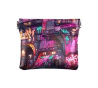 Colorido Cool Trend Graffiti - Monedero portátil de cuero para mujer, mini estuche cosmético para mujer, Graffiti colorido y moderno, 1 size