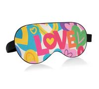 Colorido corazón amor viaje esencial máscara para dormir con banda elástica ajustable opaca transpirable para dormir cubierta de ojos para el transporte público