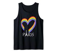 Colorido Corazón del Arco Iris Y Eiffel Paris France Souvenir Camiseta sin Mangas