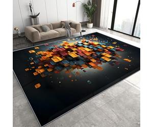 Colorido Cuadrado Alfombras Salon Grande Formas Geométricas Abstractas Alfombras de habitacion Moderna Pelo Corto para Salón Alfombra de Juegos Dormitorio Felpudo Entrada Casa 160x230 cm D-706