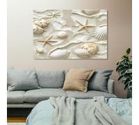 Colorido cuadros modernos para salón sobre lienzo, conchas de playa, estrellas de mar, impresiones sobre lienzo, imagen de pared para salón moderno, decoración para el hogar, sin marco, 50 x 100 cm