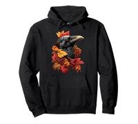 Colorido Cuervo con Hojas De Otoño Flores Otoño Animal Sudadera con Capucha
