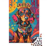 Colorido Dachshund Rey 1000 Pieza Stock De Cartas Premium Rompecabezas Conjunto Rompecabezas para Adultos Desafío Juego Educativo Presente Divertido 70x50cm/1000pcs