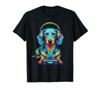 Colorido Dachshund Video Game Gamer Dog Zoo Design Camiseta