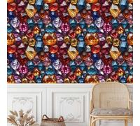 Colorido Diamante Papel de Pared Autoadhesivo Pelar y Pegar Cristal Piedra Papel Pintado Adhesivo Impermeable Mate Removible Wallpaper para Dormitorio Muebles Armario Pared Salon Pegatina 0.52x3 m