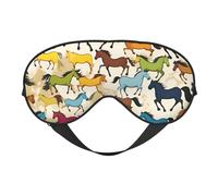 Colorido dibujo animado con estampado de caballos al aire libre, elegante, antifaz ajustable para dormir, acampar, meditación, relajación